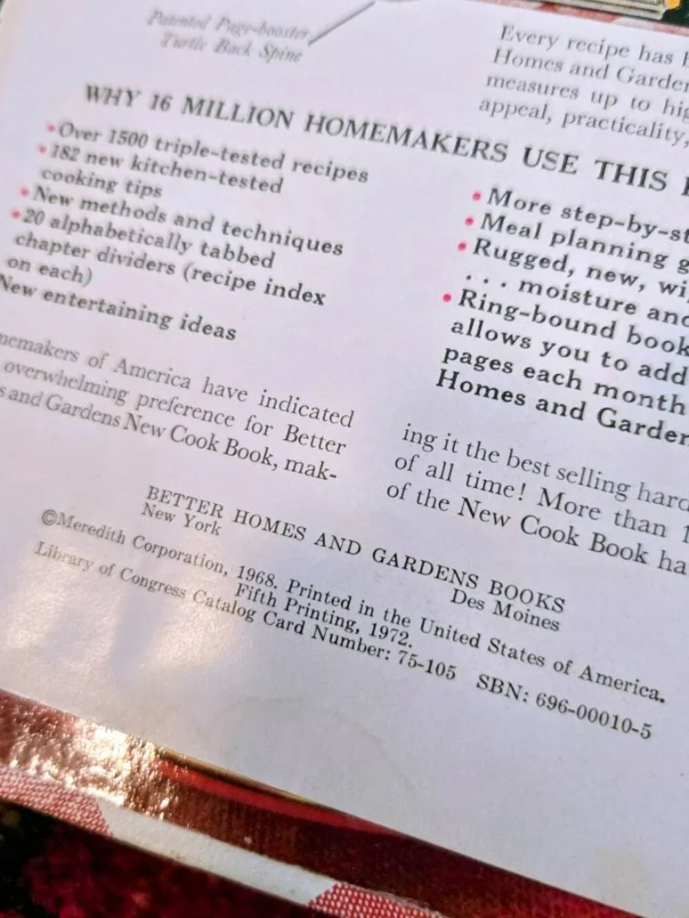 VTG 1972 Better Homes and Gardens New Cook Book 5-Ring Binder Clean, Vintage